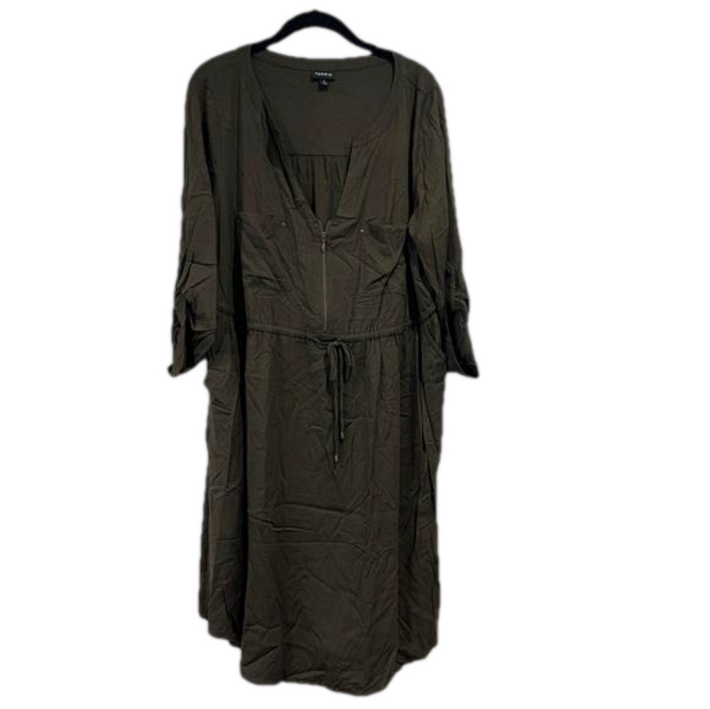 Torrid Army Green Tie Dress - Picture 1 of 7